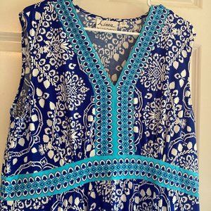Linea by Louis dell Olio Blue Printed Maxi Dress